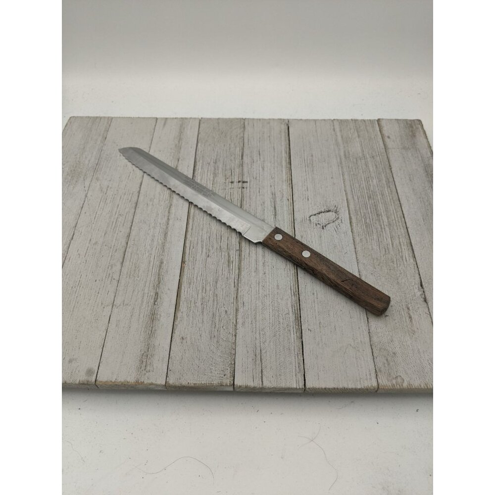 Vintage Barretts 12 1/4" Slicing Carving Knife Wood Handle 7 3/4" Blade